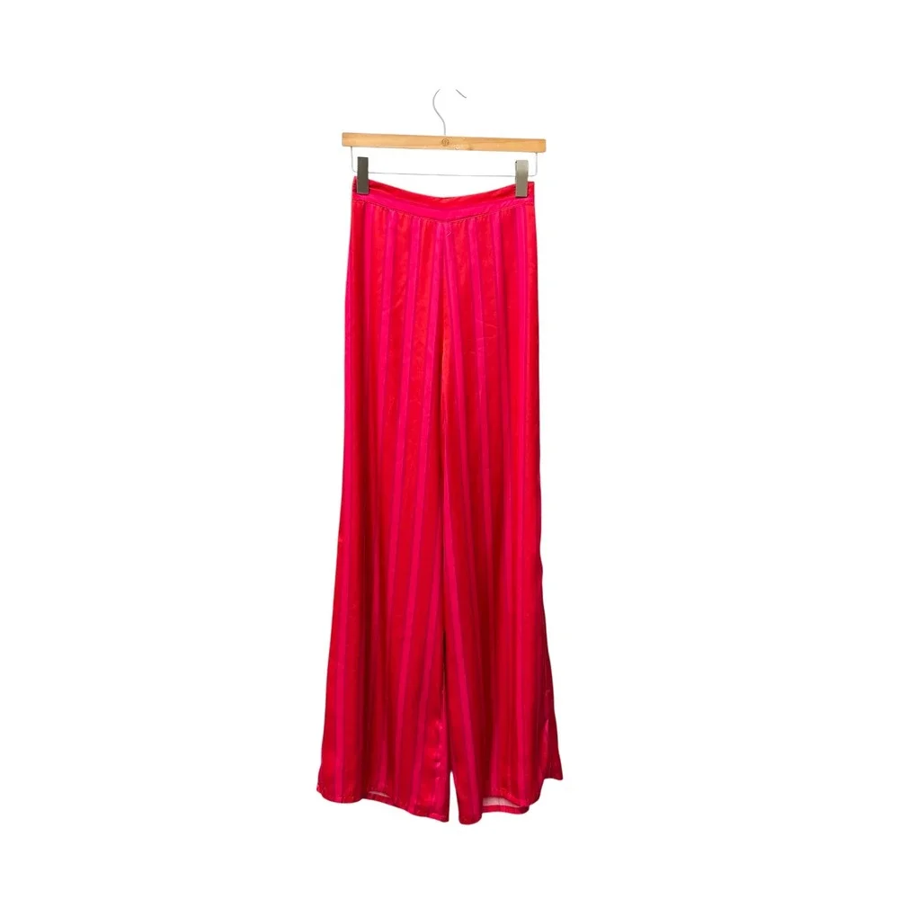 Lovers‎ + Friends Red Pink Striped Bodysuit and Wide Leg Pants Set XS XXS